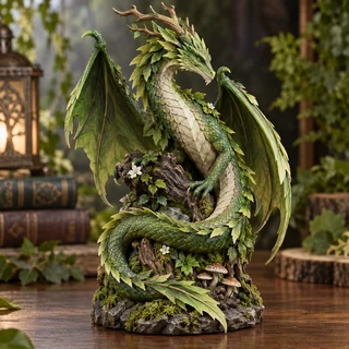 Verdant Coil Forest Dragon Figurine