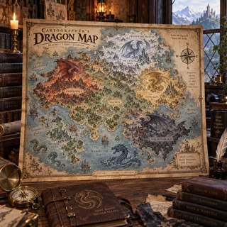 Cartographer's Dragon Map Poster