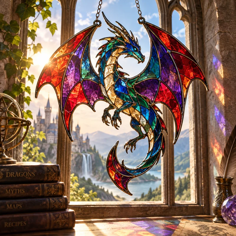 Stained Glass Dragon Suncatcher